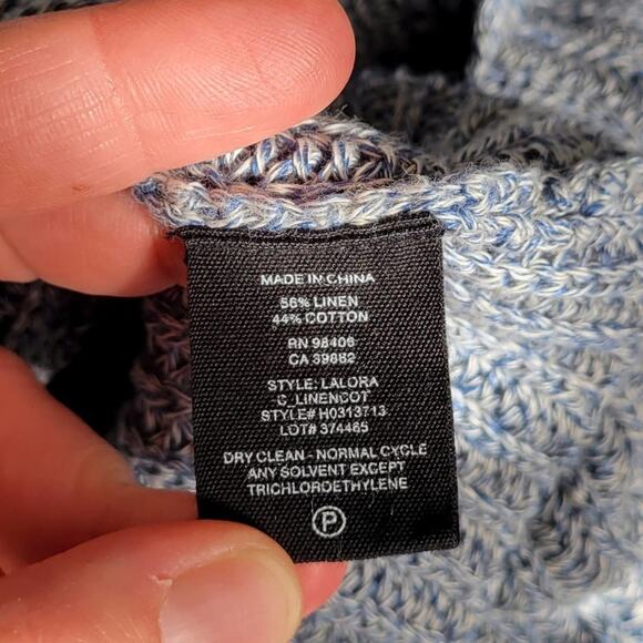 THEORY Lalora C Linen Cotton Blend Sweater In Light Echo Mix/Blue - Picture 6 of 7